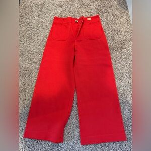 Maeve Bright Red Wide-Leg Pants
